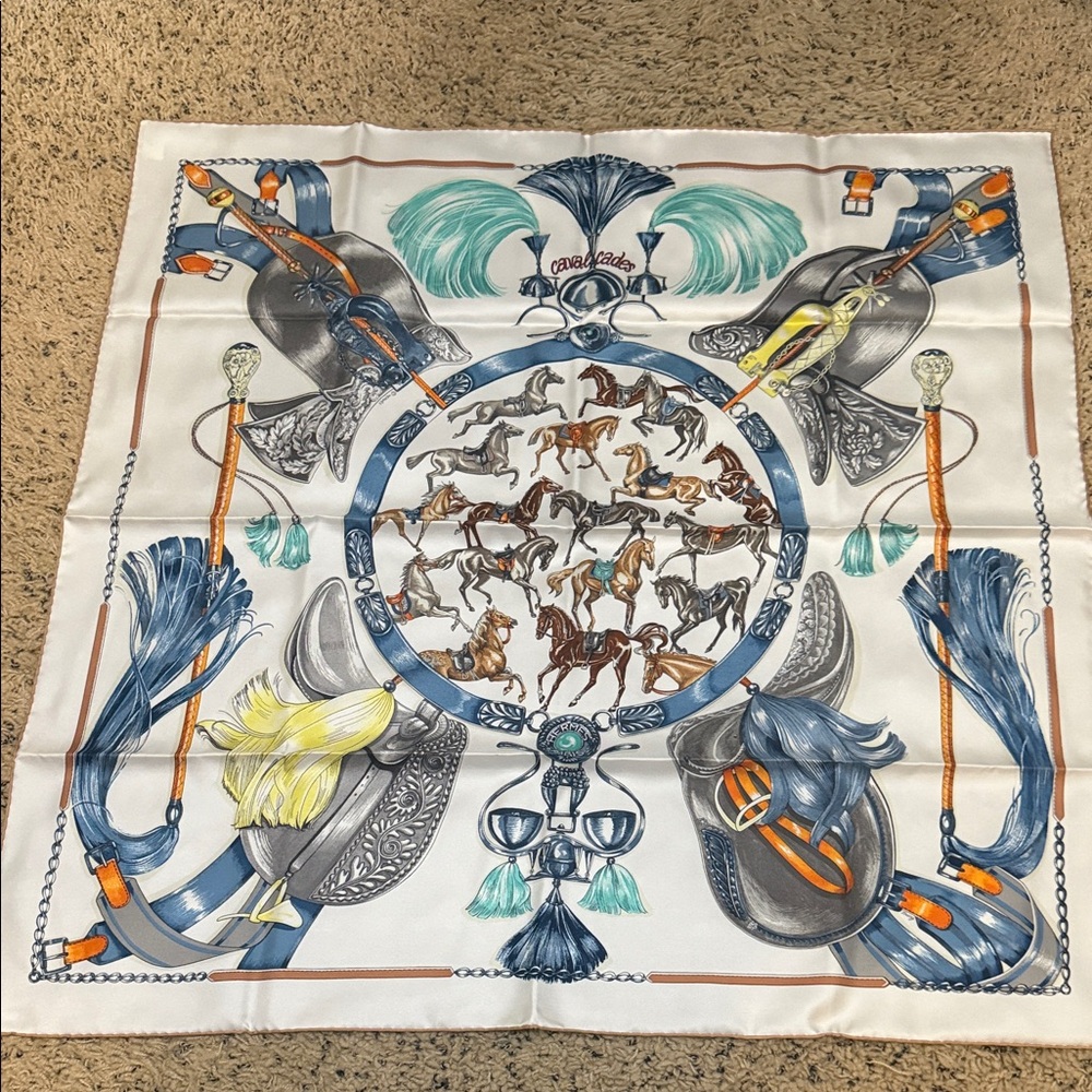 Hermes Silk Carre Cavalcades Scarves
